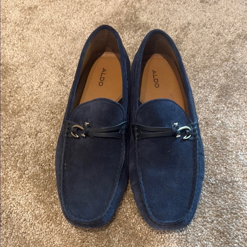 Aldo Blue Slip-On Loafers with Suede Finish